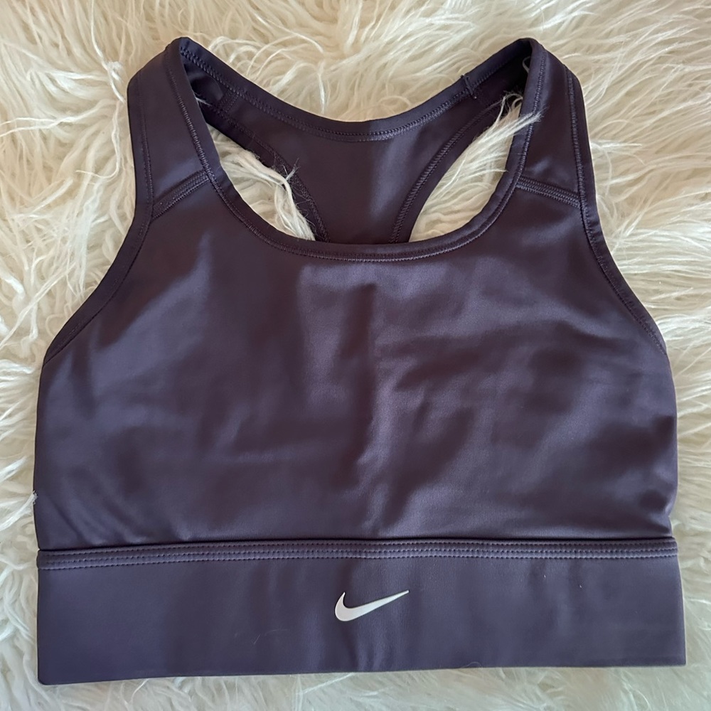 Nike Dri-Fit Swoosh Longline Purple Sports Bra Size Medium